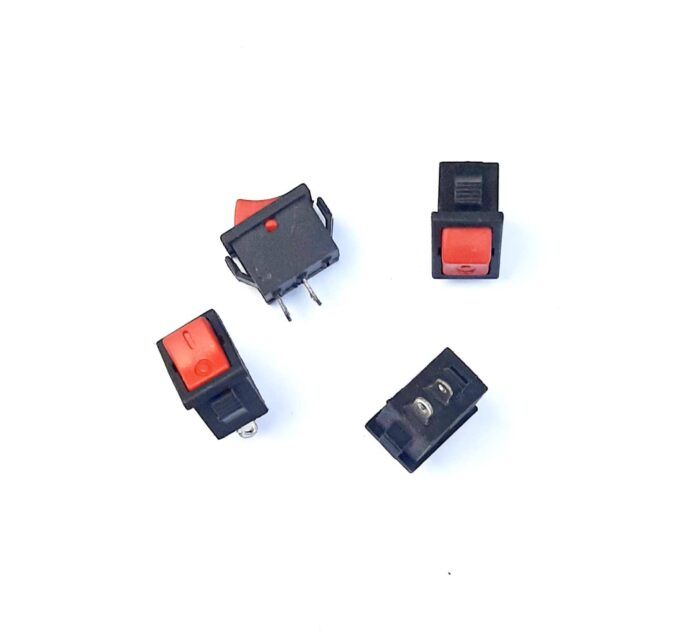 2 pin 6A SPST red Color small plastic rocker switch